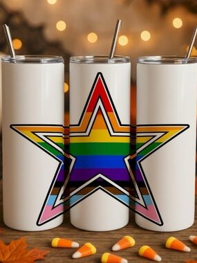 White Skinny Tumbler with Cowboys Pride Star